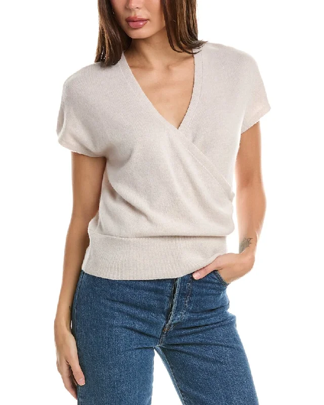 Forte Cashmere Cap Sleeve Surplice Cashmere Sweater