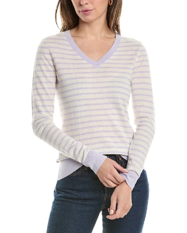 Forte Cashmere Fitted Stripe Silk & Cashmere-Blend Sweater