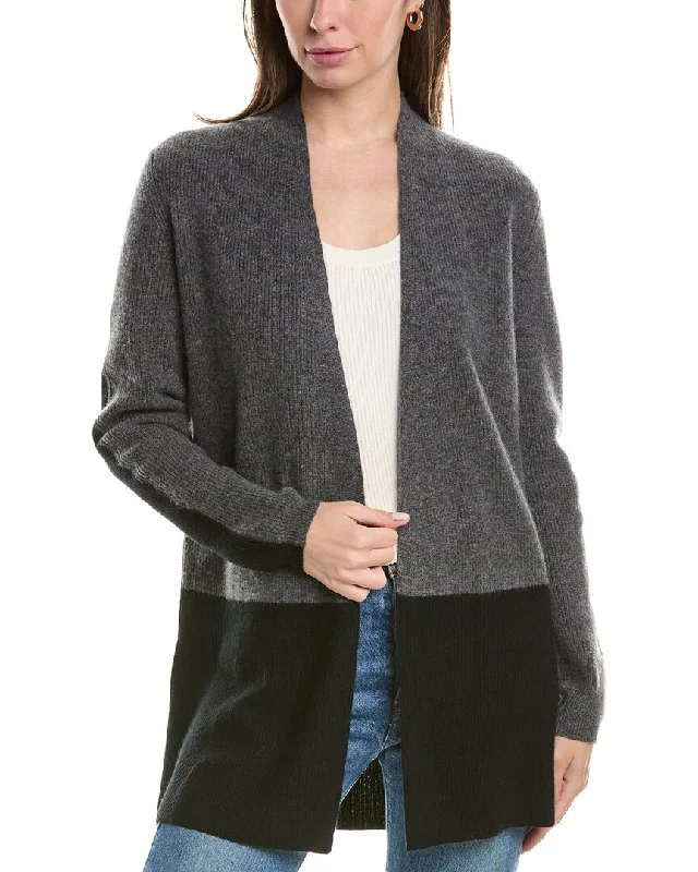 Forte Cashmere Rib Colorblocked Cashmere Cardigan