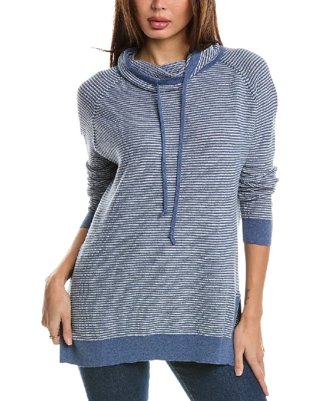 Forte Cashmere Thermal Drawstring Funnel Cashmere-Blend Sweater