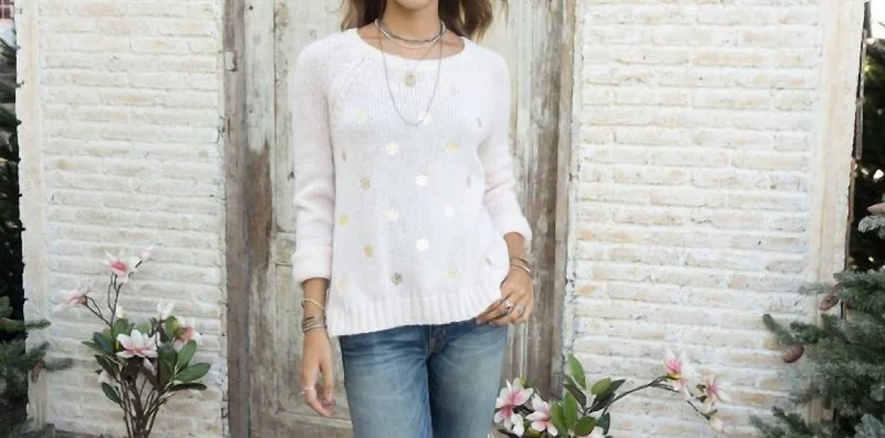 Metallic Snowflake Sweater In Pink