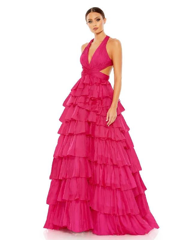 Chiffon Layered Cut Out Ballgown