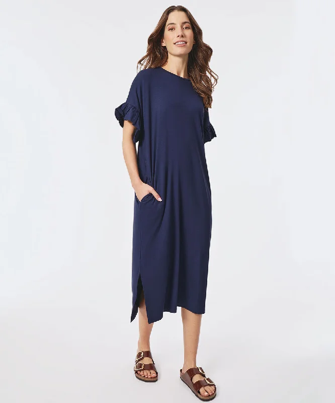 Nali Ruffle Sleeve Midi Dress