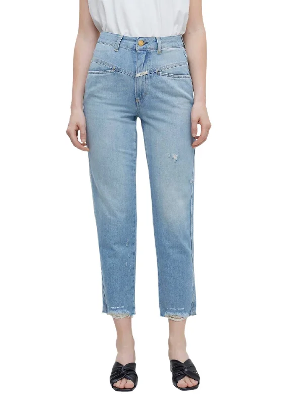 Pedal Pusher Jean In Mid Blue