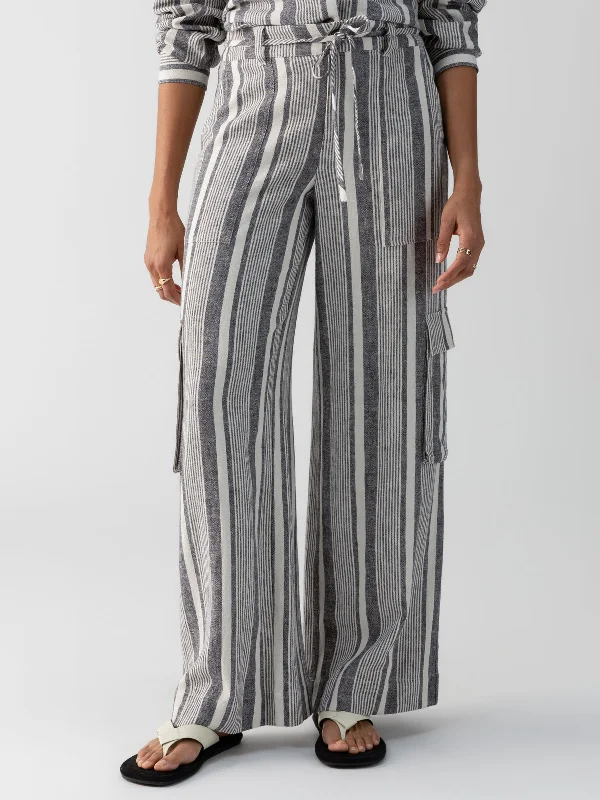 Sunset Semi-High Rise Linen Pant Variegated Stripe