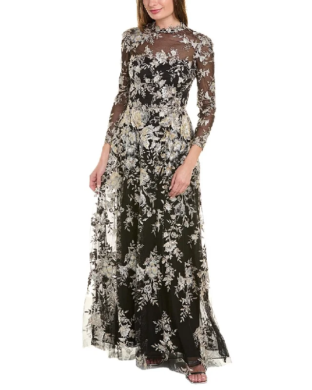 Teri Jon by Rickie Freeman Embroidered Lace Gown