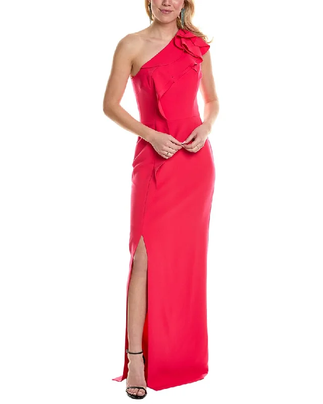 Teri Jon by Rickie Freeman One-Shoulder Gown