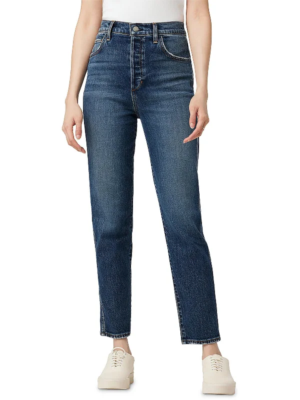 The Raine Womens High Rise Dark Wash Ankle Jeans