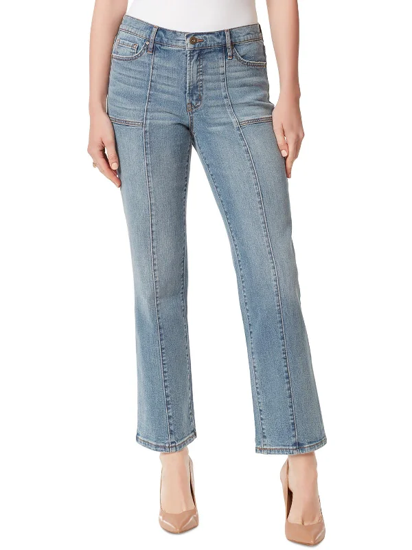 Womens High Rise Boot Cut Straight Leg Jeans