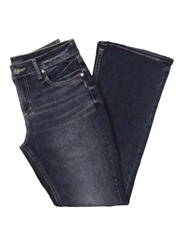 Womens Mid-Rise Solid Bootcut Jeans