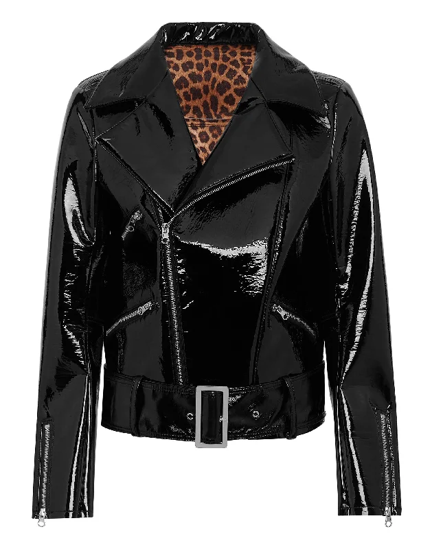 Oversize Glossy Eco Leather Jacket