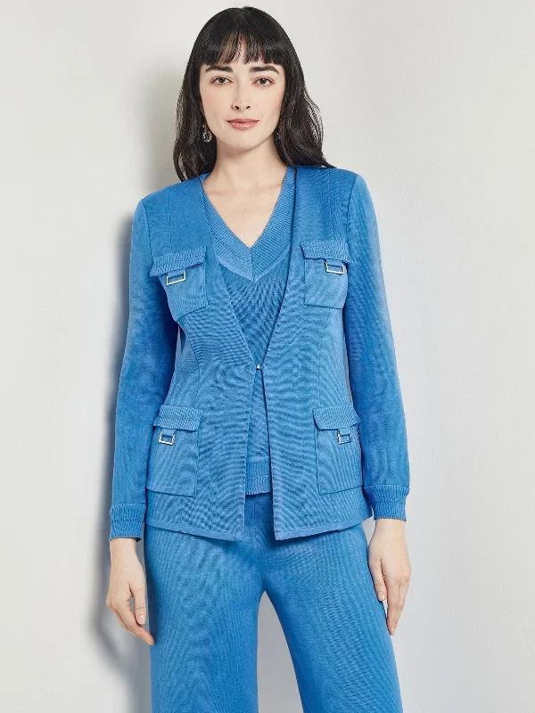 Tailored Fit Jacket - Ribbed Detail Flat Knit