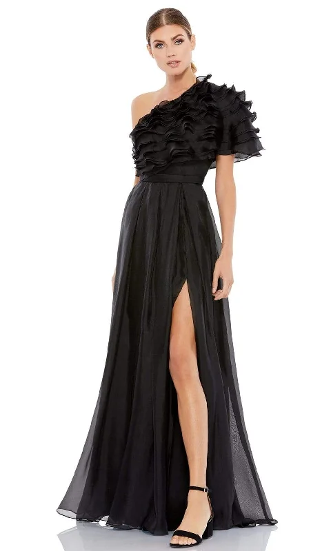 Ieena Duggal - 26527 Ruffle Tiered Bodice High Slit Dress