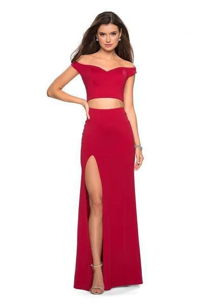 La Femme - 27496 Two Piece Off shoulder Gown with Slit