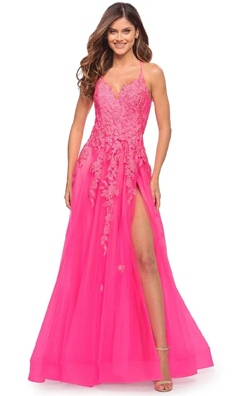 La Femme 30693 - Sleeveless Lace Appliqué Long Dress