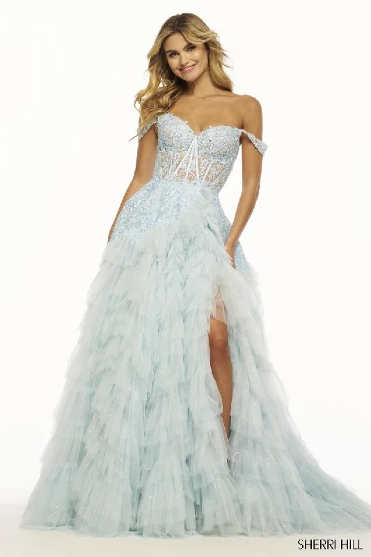 Sherri Hill Ruffle Corset Ball Gown 56070